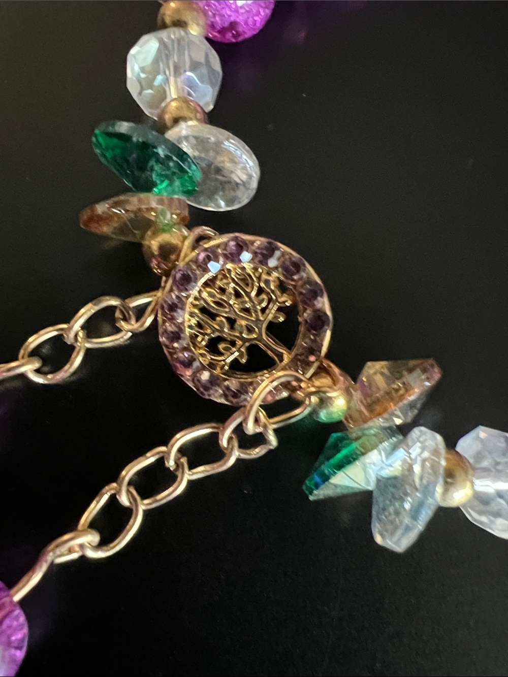 Purple Crystal Bead Tree of Life Bracelet - Picture 2 of 3